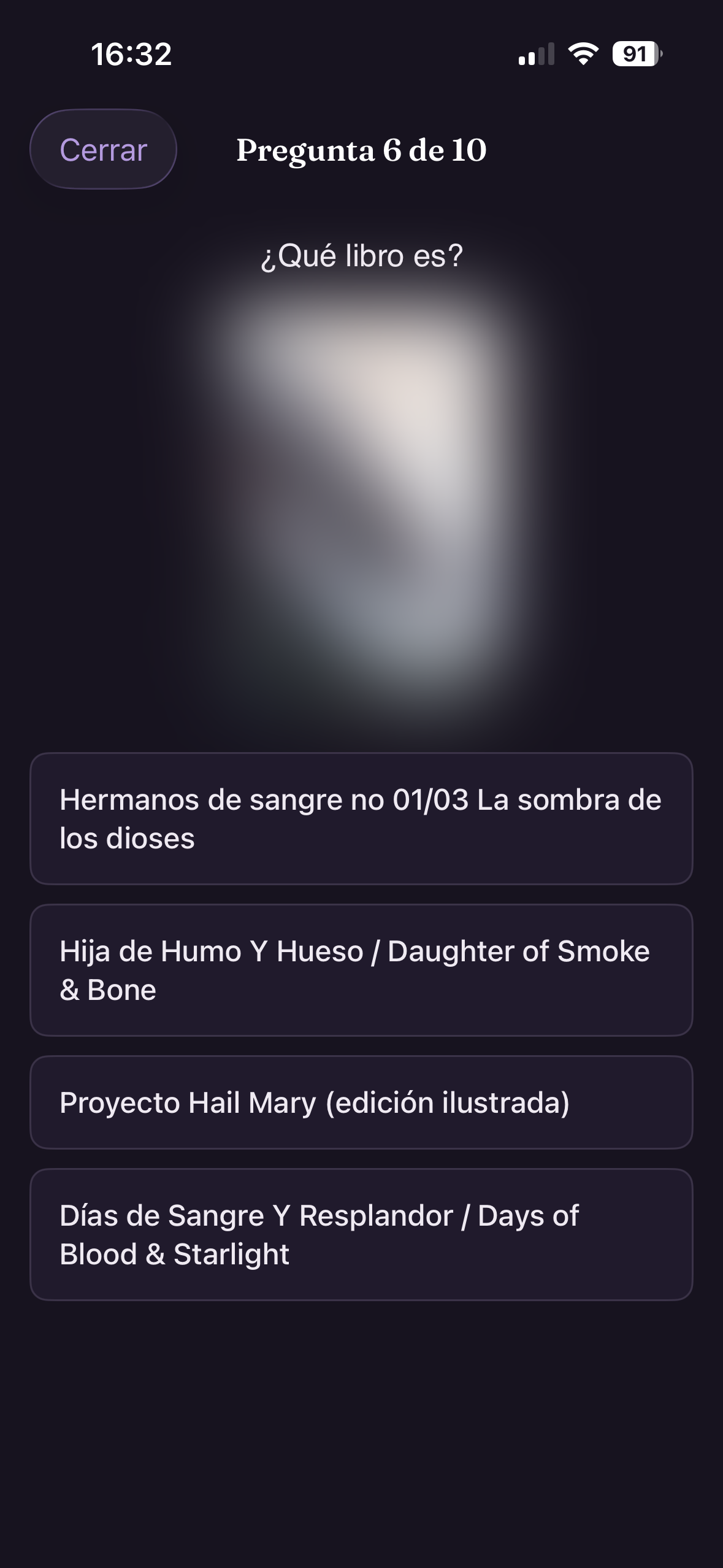 Quiz ¿Qué libro es? con una portada difuminada